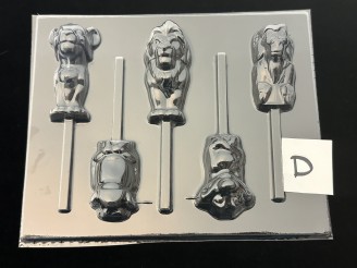 529sp Lion Queen and Friends Chocolate Candy Lollipop Mold FACTORY SECOND